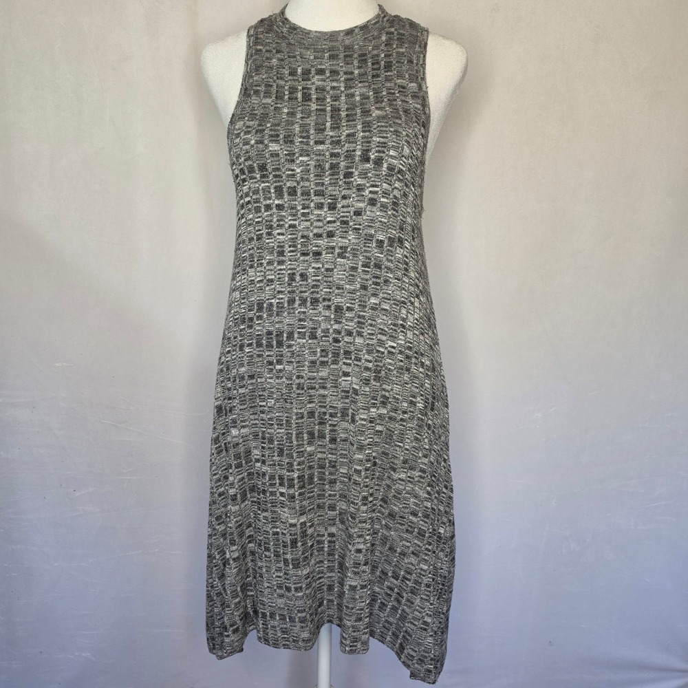 Maeve Anthropologie Grey Knit Space Dye Sleeveless Sharkbite Dress XS OB522899